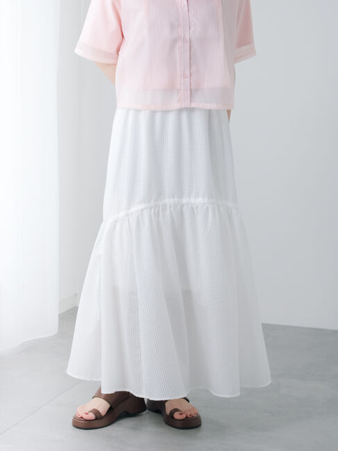 Te chichi TERRASSE「サイドリボンサッカースカート」|スカート|ホワイト
