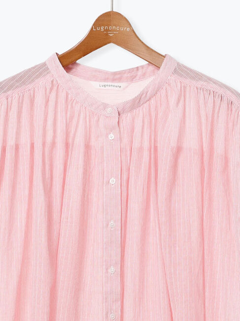 Lugnoncure「先染めストライプギャザーブラウス」|シャツ・ブラウス|