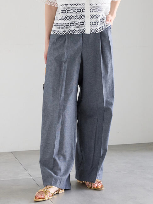 Te chichi「シャンブレーワイドパンツ」|その他|ブルー