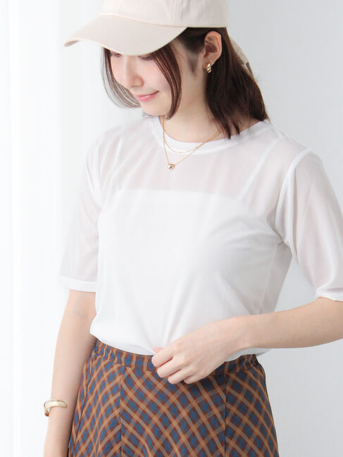 Te chichi TERRASSE「シアーハーフスリーブトップス」|その他|