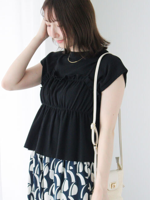 Te chichi TERRASSE「ワッフルビスチェセットTシャツ」|Tシャツ・カットソー|ブラック