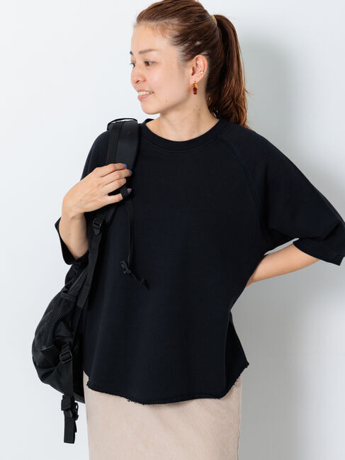 Lugnoncure「ソフトタッチミニ裏毛半袖プルオーバー《2025autumn catalog item》」|Tシャツ・カットソー|ブラック