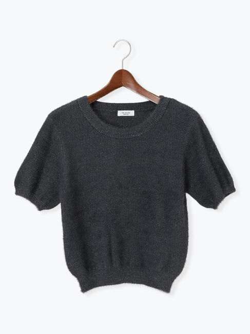 Te chichi TERRASSE「ラメシャギーハーフスリーブニット」|ニット・セーター|チャコールグレー