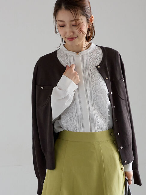 Te chichi「ポケットデザインクルーネックカーディガン」|カーディガン|ブラック