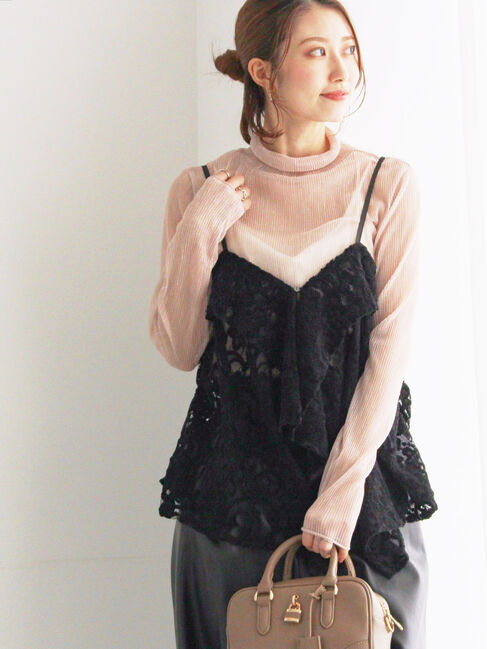 Te chichi「ベロアレースキャミソール」|キャミソール|ブラック