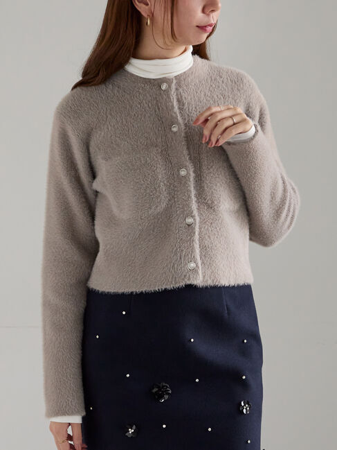 Te chichi「ショートシャギーポケットカーディガン」|カーディガン|モカ