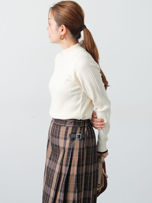 Lugnoncure「配色ハイネックリブニット」|ニット・セーター|オフホワイト