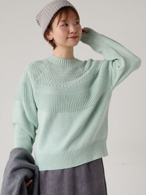Lugnoncure「ピーチヤーン求心柄編みニット」|ニット・セーター|ミント