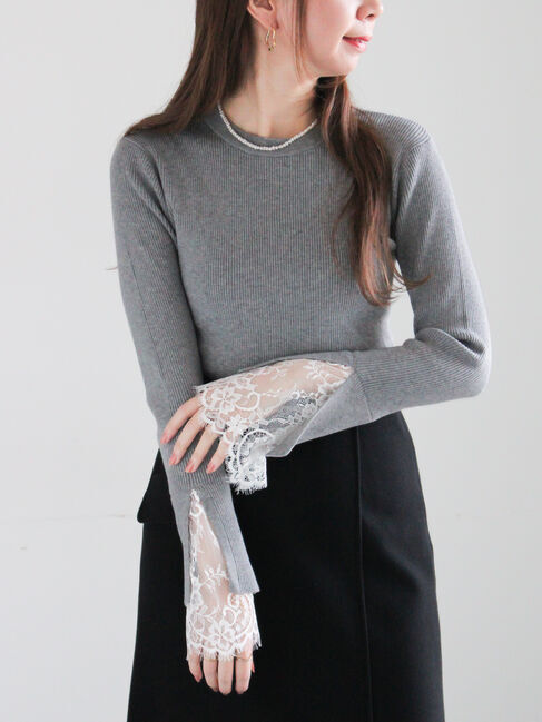 Te chichi「レースカフスレイヤードニット」|ニット・セーター|