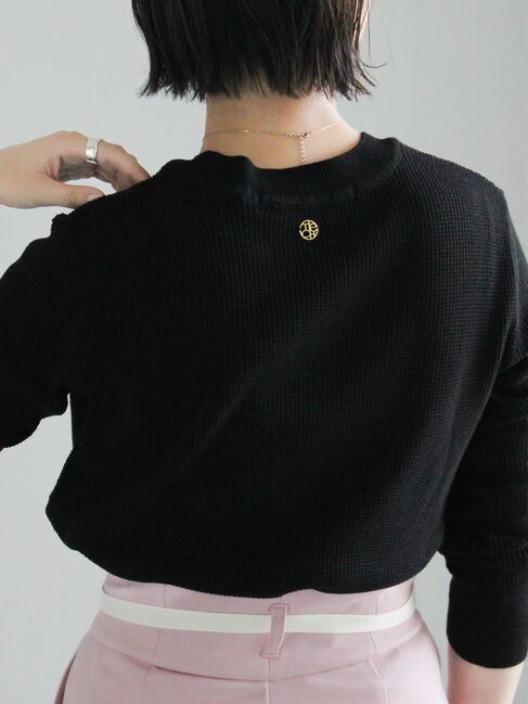 Te chichi「チャーム付きワッフルニットプルオーバー」|ニット・セーター|ブラック