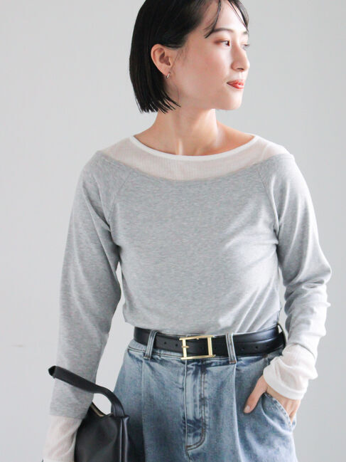 Te chichi「レイヤードテレコトップス」|Tシャツ・カットソー|グレー