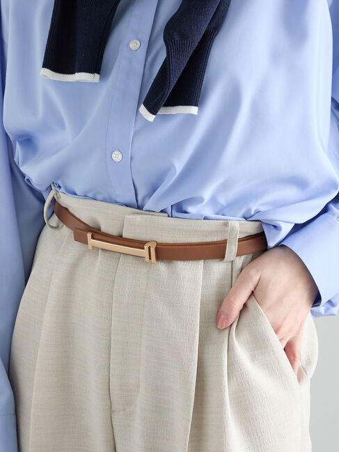 Te chichi「メタルバックルリバーシブルベルト」|ベルト|キャメル