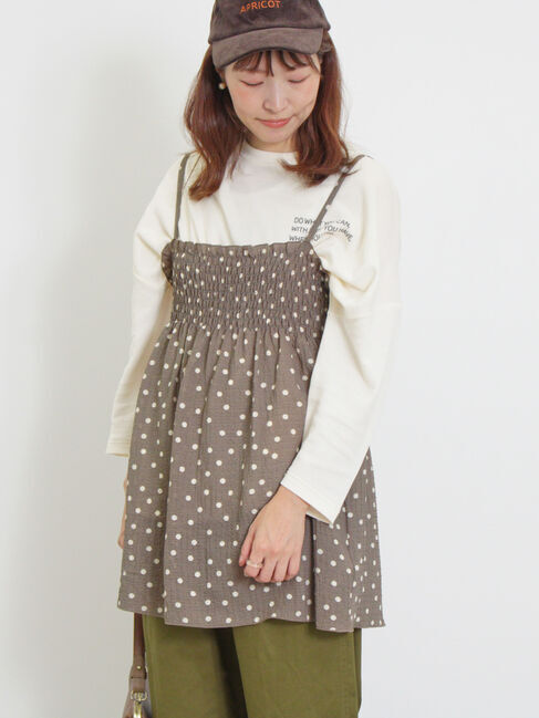 Samansa Mos2「◎シャーリングキャミチュニック」|シャツ・ブラウス|モカ