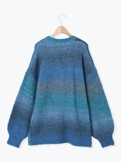 Samansa Mos2「グラデーションブークレミドル丈Vネックカーディガン」|カーディガン|