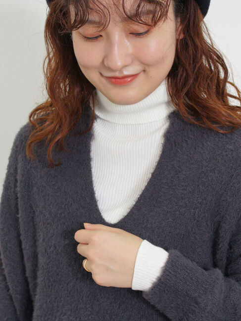 Samansa Mos2「【マシンウォッシャブル】ニットリブタートルネック」|ニット・セーター|オフホワイト