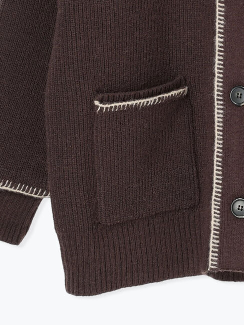 Samansa Mos2「配色ステッチVネックニットカーディガン」|カーディガン|