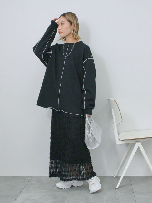 Samansa Mos2 blue「フリンジレーススカート」|スカート|