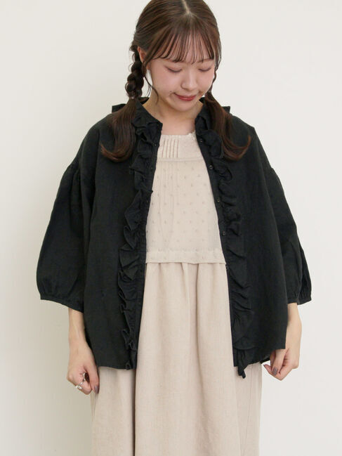 Samansa Mos2「【Cross&times;Linen】フリルブラウス」|シャツ・ブラウス|