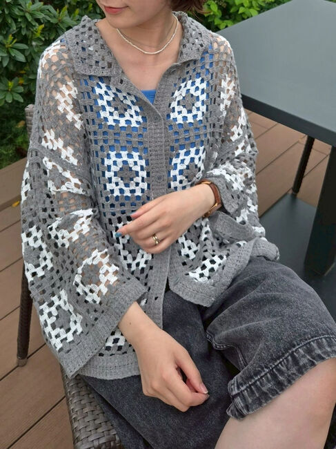 SM2「マシンクロシェニットシャツ」|カーディガン|グレー