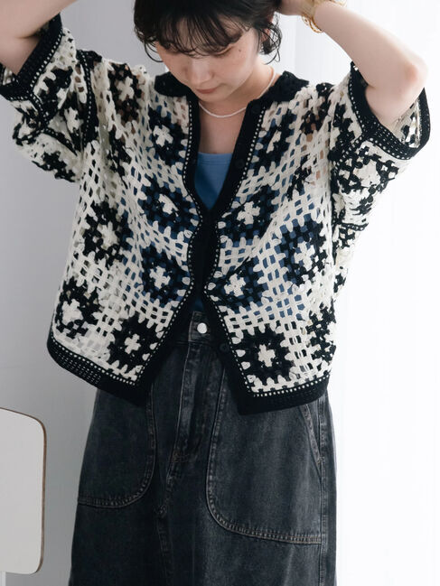 SM2「マシンクロシェニットシャツ」|カーディガン|ブラック
