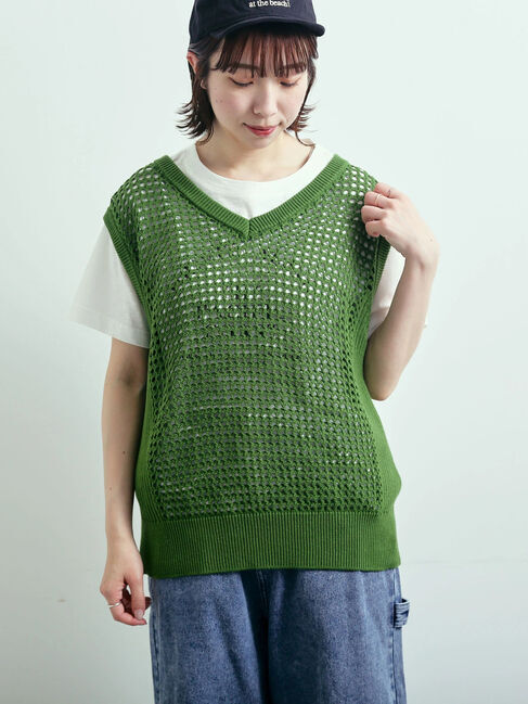 SM2「メッシュニットVネックベスト」|ダウンベスト・ベスト|