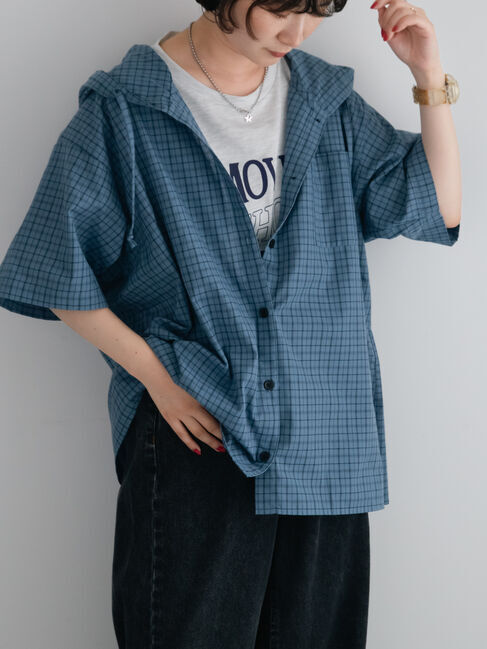 SM2「チェック柄フードシャツ」|シャツ・ブラウス|