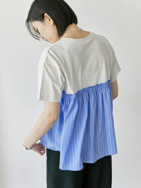 Samansa Mos2 blue「アソートドッキングプルオーバー」|Tシャツ・カットソー|