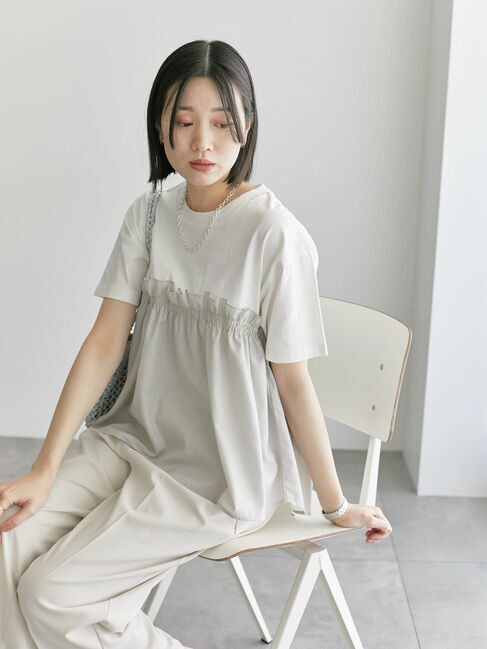 Samansa Mos2 blue「アソートドッキングプルオーバー」|Tシャツ・カットソー|