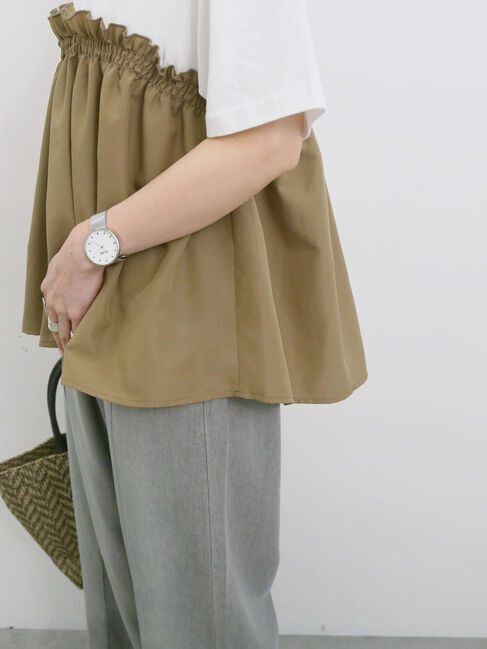 Samansa Mos2 blue「アソートドッキングプルオーバー」|Tシャツ・カットソー|