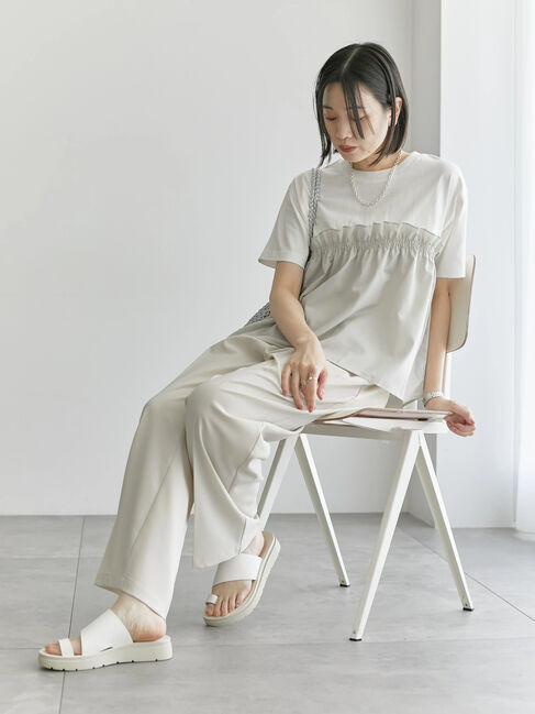 Samansa Mos2 blue「アソートドッキングプルオーバー」|Tシャツ・カットソー|