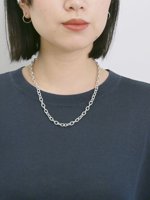 Samansa Mos2 blue「【マシンウォッシャブル】麻タッチニットプルオーバー」|ニット・セーター|