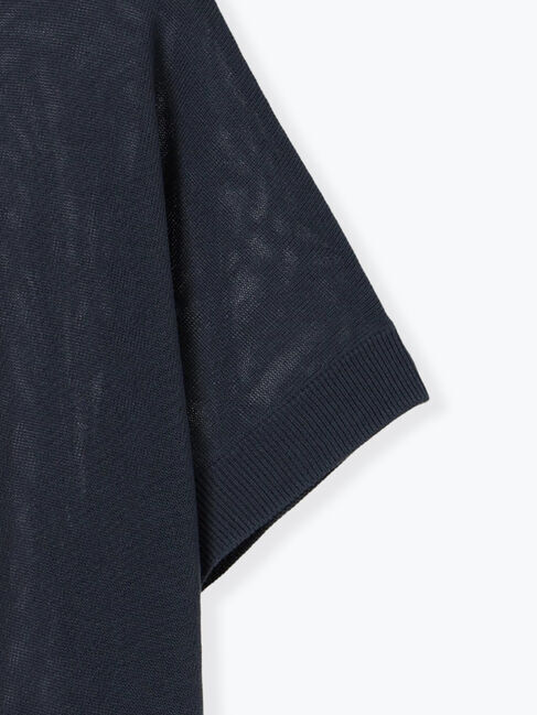 Samansa Mos2 blue「【マシンウォッシャブル】麻タッチニットプルオーバー」|ニット・セーター|