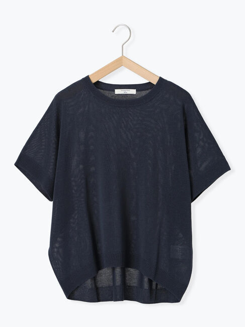 Samansa Mos2 blue「【マシンウォッシャブル】麻タッチニットプルオーバー」|ニット・セーター|