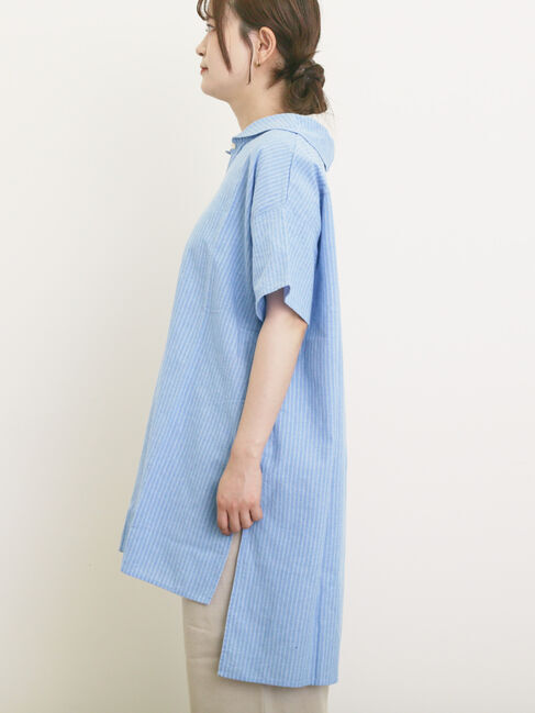 Samansa Mos2「【クールコットン】柄アソートスキッパーチュニック」|シャツ・ブラウス|