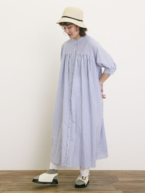 Samansa Mos2「【接触冷感】シャツワンピース ≪S/Mサイズ≫」|ワンピース|ブルー