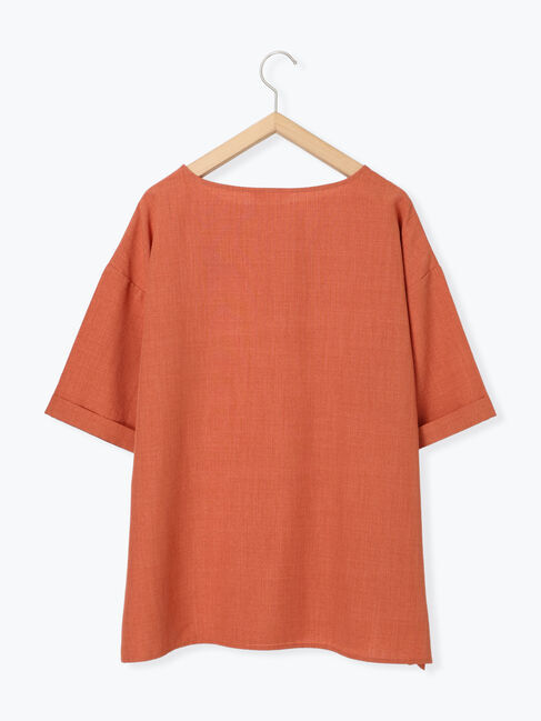 Samansa Mos2 blue「リネンタッチワイドブラウス」|シャツ・ブラウス|