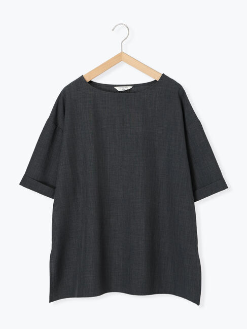 Samansa Mos2 blue「リネンタッチワイドブラウス」|シャツ・ブラウス|