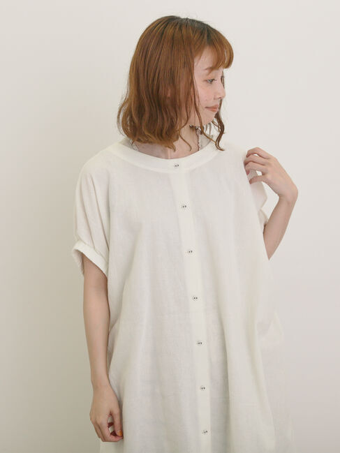 Samansa Mos2「袖口ギャザー前後2WAYチュニック」|シャツ・ブラウス|