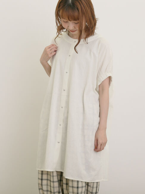 Samansa Mos2「袖口ギャザー前後2WAYチュニック」|シャツ・ブラウス|