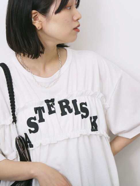 Samansa Mos2 blue「◎【接触冷感】シャーリングドッキングTシャツ」|Tシャツ・カットソー|オフホワイト