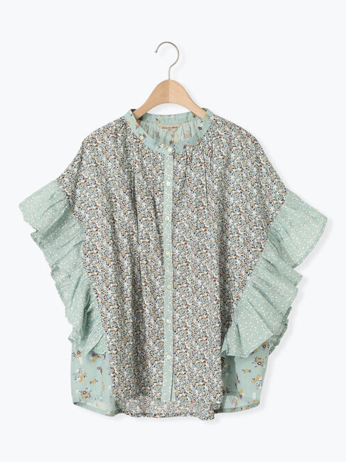 Samansa Mos2「インド柄アソート袖フリルブラウス」|シャツ・ブラウス|