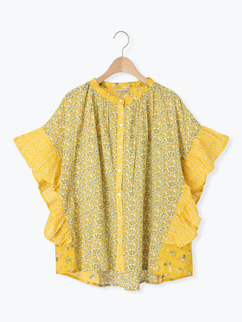 Samansa Mos2「インド柄アソート袖フリルブラウス」|シャツ・ブラウス|