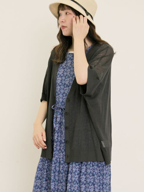 Samansa Mos2「【マシンウォッシャブル】ドルマンスリーブVネックカーディガン」|カーディガン|チャコールグレー