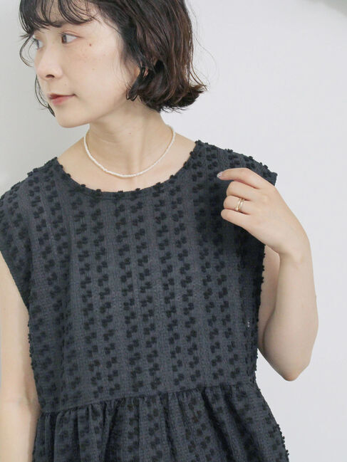 Samansa Mos2 blue「前後2wayジャカードペプラムノースリーブブラウス」|シャツ・ブラウス|