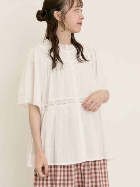 Samansa Mos2「レースティアードチュニックブラウス」|シャツ・ブラウス|