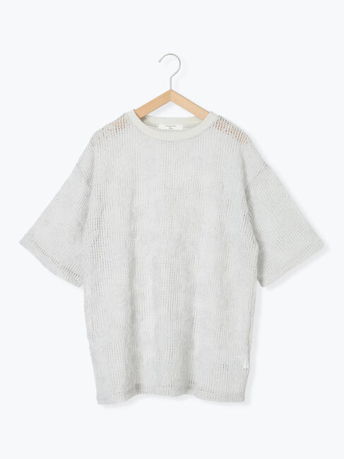 Samansa Mos2 blue「チュールフラワーコードTシャツ」|Tシャツ・カットソー|