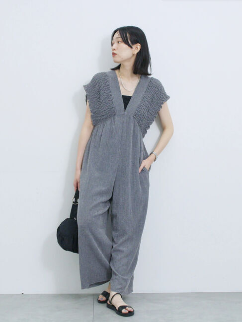 Samansa Mos2 blue「楊柳ワイドロンパース」|その他|