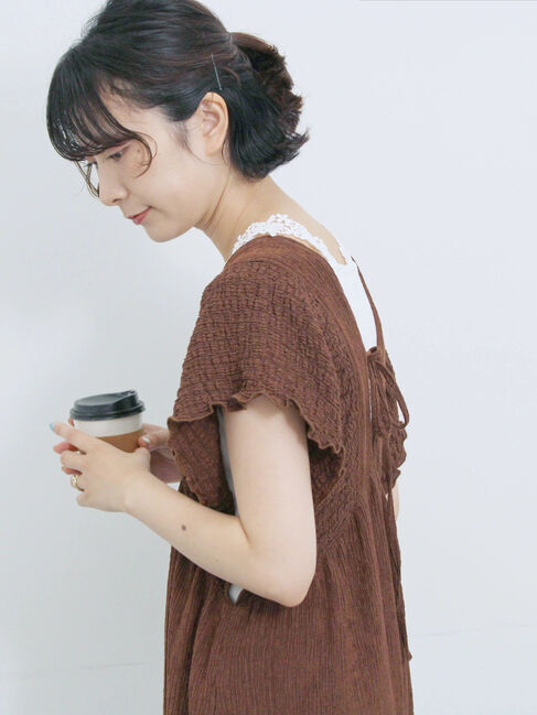 Samansa Mos2 blue「楊柳ワイドロンパース」|その他|