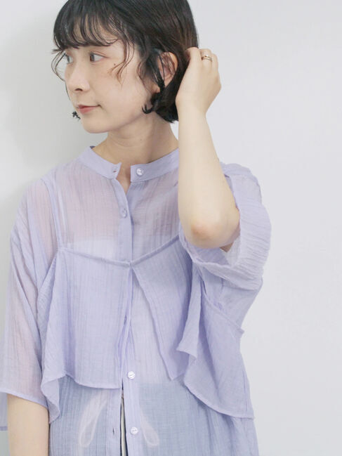 Samansa Mos2 blue「ビスチェドッキングブラウス」|シャツ・ブラウス|ラベンダー