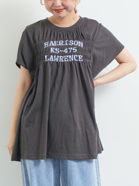 SM2「[接触冷感]シャーリングロゴプリントTシャツ」|Tシャツ・カットソー|チャコールグレー